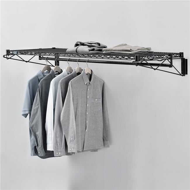 6 x 60 x 24 in. Wall Mount Coat Rack with Bars, Black - Walmart.com