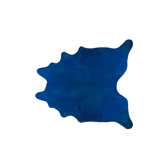 6' x 7' Cobalt Cowhide Hand Knotted Area Rug