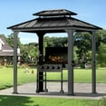 thumbnail image 1 of Modern Shade 6'x8' Aluminum Grill Gazebo, Steel Roof, Shelves, Ceiling Hook, Extra-Wide Columns, Black Patio Gazebo, 1 of 8