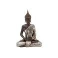 thumbnail image 1 of 6" x 8" Silver Polystone Meditating Buddha Sculpture with Engraved Carvings and Relief Detailing, by DecMode, 1 of 16