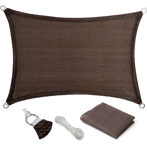 6' x 8' Brown Sun Shade Sail Outdoor Canopy Rectangular Awning Fabric Cloth Screen for Patio Garden Backyard Pergola Custom Size