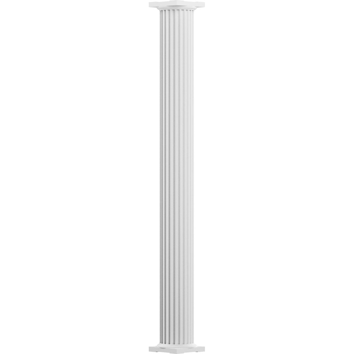 6" x 8' Endura-Aluminum Column, Round Shaft (Load-Bearing 20,000 lbs), Non-Tapered, Fluted, Primed, Ready For Paint w/ Capital & Base