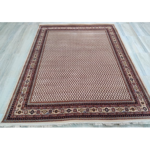 6' x 8' Flower Mir Classic Hand Knotted Area Rugs Cream Paisley Allover Rug