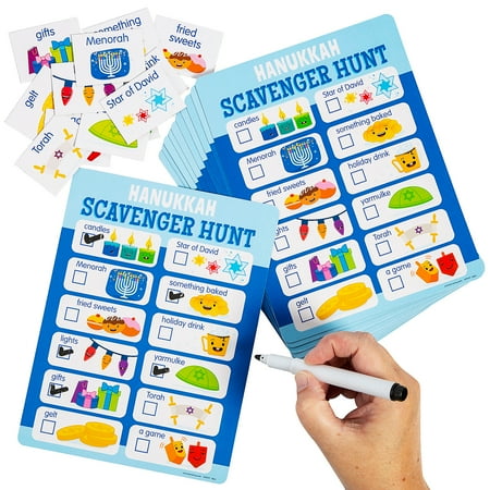 6" x 8" Hanukkah Cardstock Scavenger Hunt Game Activity - 13 Pieces