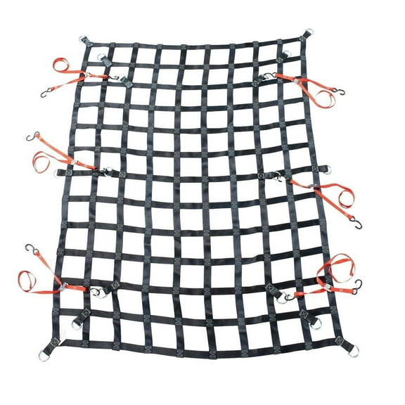 6' x 8' Heavy Duty Cargo Net for Pickup Truck Bed with D Rings Tie Down Fittings - Durable Truck Bed Cargo Net with 6 Cam Buckle Tie Down Straps for Adjusment