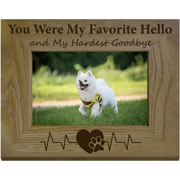 6 x 8 Inch Dog Picture Frame Memorial Wood Photo Frame Display Fit 4 x 6 Inch Mat Rectangle Natural Wooden Tabletop Decor Set DIY