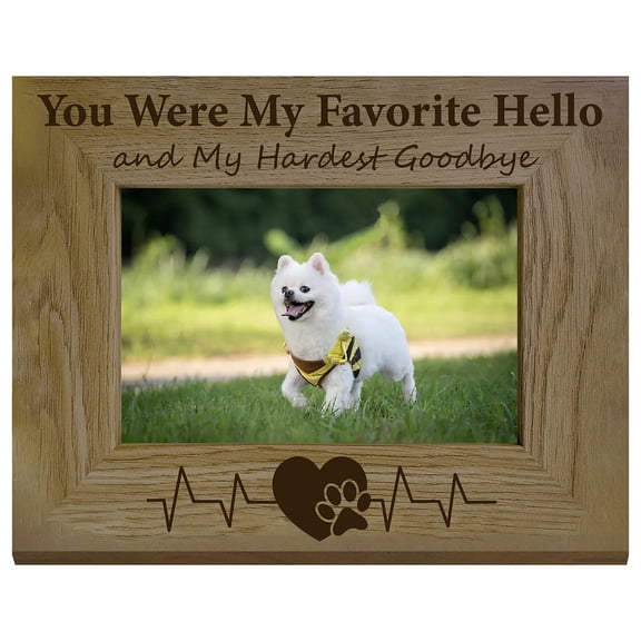 6 x 8 Inch Dog Picture Frame Memorial Wood Photo Frame Display Fit 4 x 6 Inch Mat Rectangle Natural Wooden Tabletop Decor Set Printing