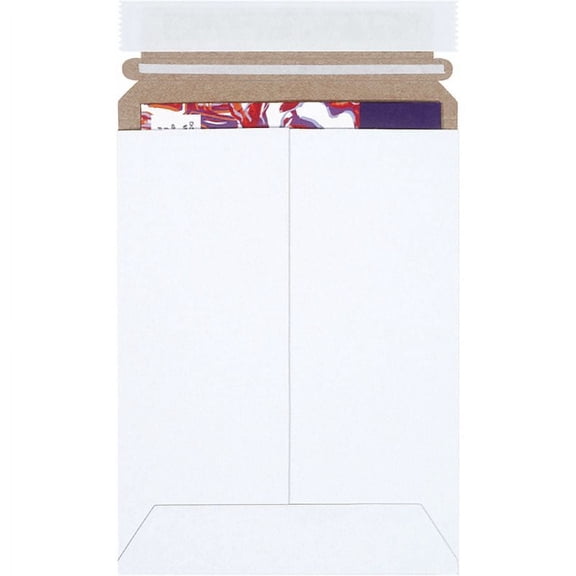 6 x 8 Inch, Stay Flat Mailers, Self-Seal, White, Strong Chipboard, (Pack of 25)