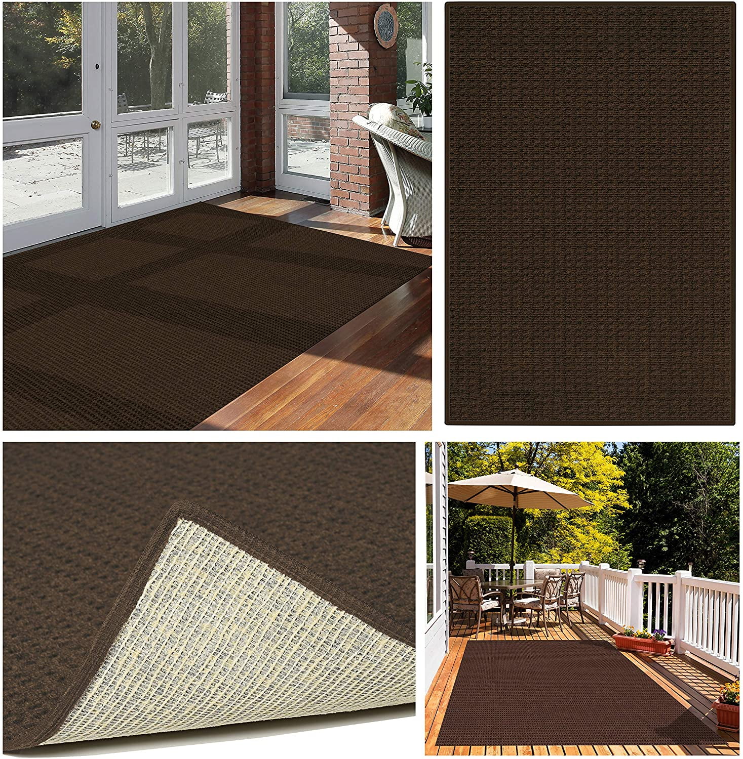 6' x 8' Rustic, Waffle Pattern - Indoor/Outdoor ECO-Friendly DuraKnit ...