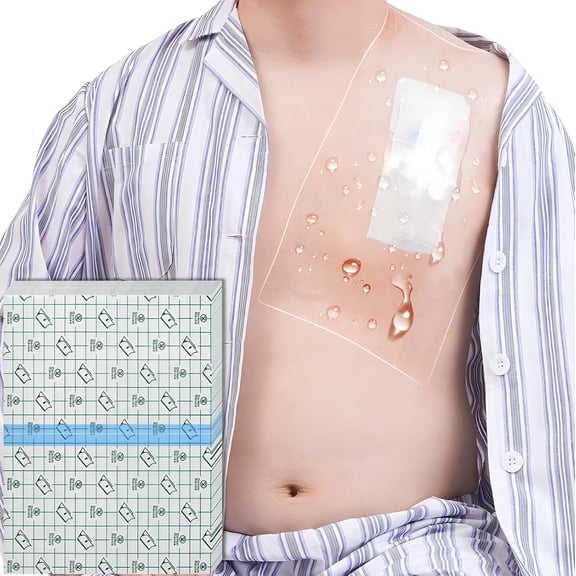 6" x 8" Shower Shields Wound Cover [Pack of 50], Heart Monitor Shower Cover Large Waterproof Bandages Wound Care Shower Protector for Central Line Chest Catheter Chemo Port
