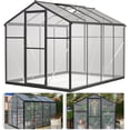thumbnail image 1 of 6' x 8' Walk-in Polycarbonate Greenhouse – Outdoor Garden Greenhouse Kit with Aluminum Frame, Lockable Door & Adjustable Roof Vents for Backyard, Patio, or Garden, 1 of 8