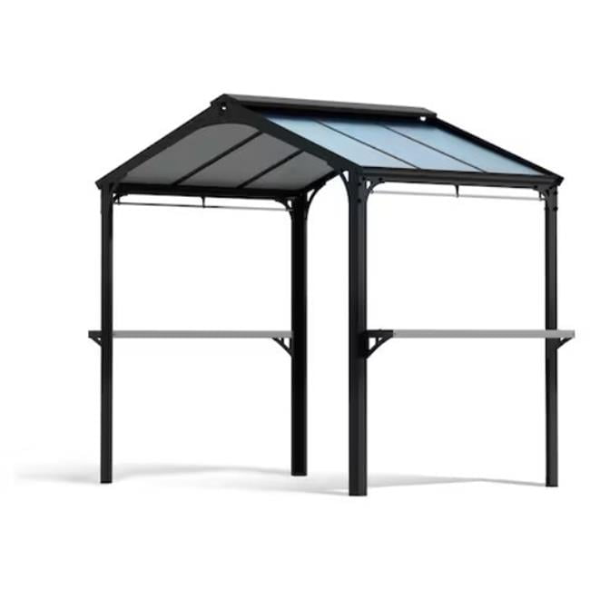 Austin 6' x 8' Black Aluminum Grill Gazebo with Steel Countertops