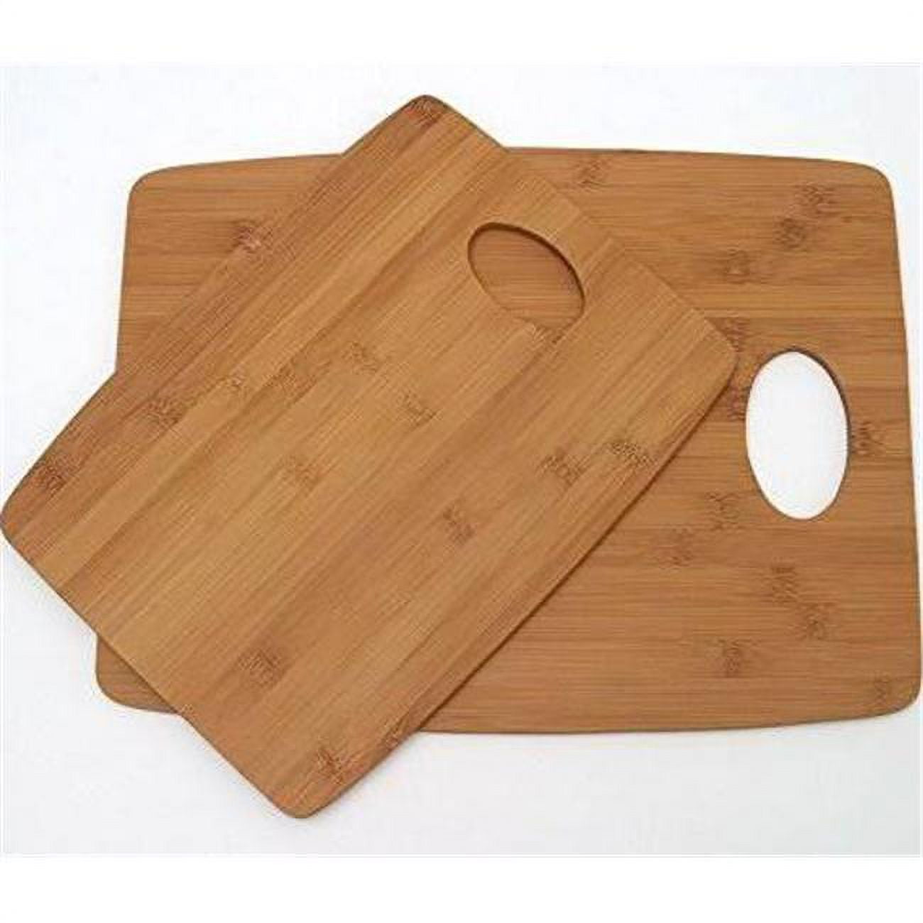 Set of 2 Bamboo Thin Cutting Board w/ Oval Hole in Corner (6x8 & 9x12)  with Logo -  | Cutting Boards