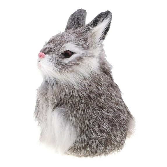6 x 8 x 13cm Animal Figure Model Plush Rabbit Shop Display Grey