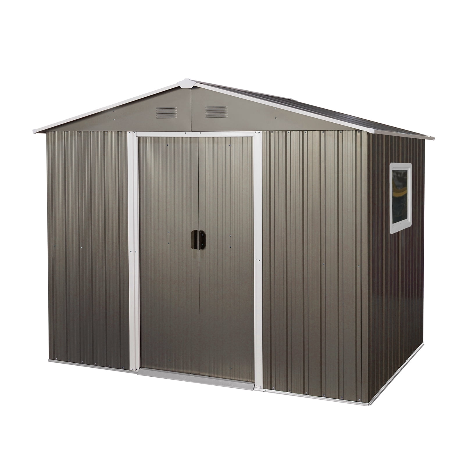 6 x 8FT Outdoor Metal Storage Shed with Window Sloping Roof Lockable