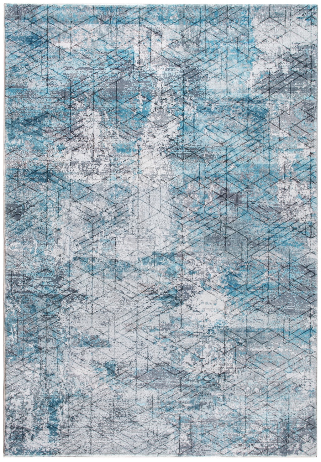 Blue Gray Abstract Rug 6’ x 9’ Blue Gray Abstract Cuboid Modern Area Rug - Walmart.com