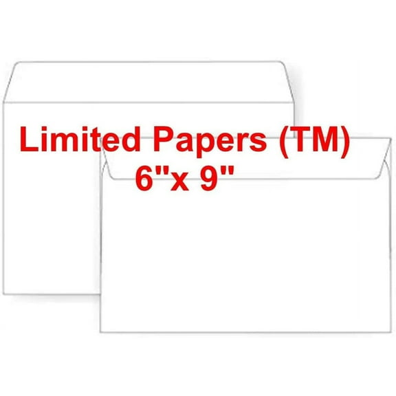 6" x 9" Booklet Envelope - 24# White Wove - Open Side- (6 x 9) - Jumbo Envelope Series (500)