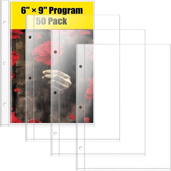 6 x 9 Brochure Sleeves, 50 Pack, Page Protectors for Broadway Play Programs and Theater Programs, Top-Loading Sheet Protectors