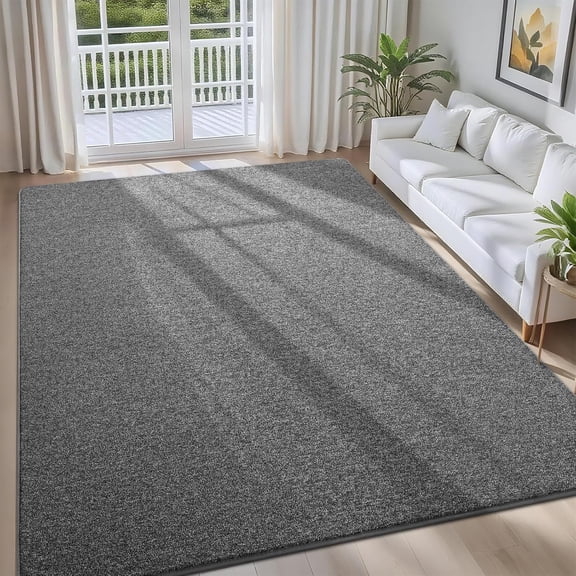 6' x 9' Dark Grey Low-Pile Carpet - Non-Slip, Washable, Thickened Memory Foam Pad