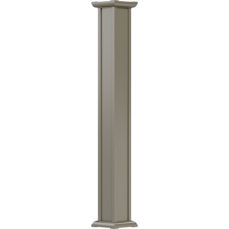 6" x 9' Endura-Aluminum Acadian Style Column, Square Shaft (Load-Bearing 24,000 lbs), Non-Tapered, Wicker Finish w/ Capital & Base