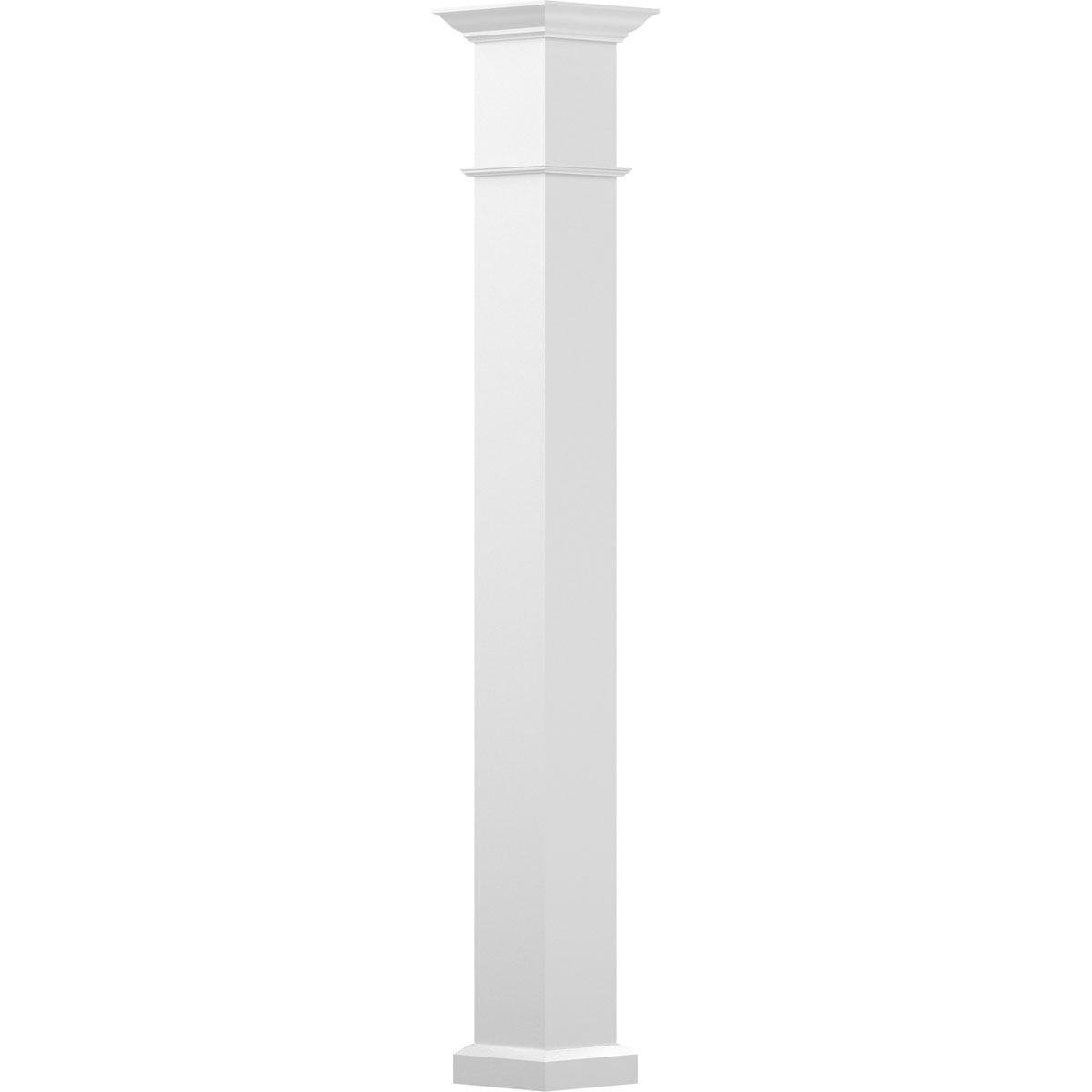 9' Gloss White Powder Coat Aluminum Square Column with Capital & Base