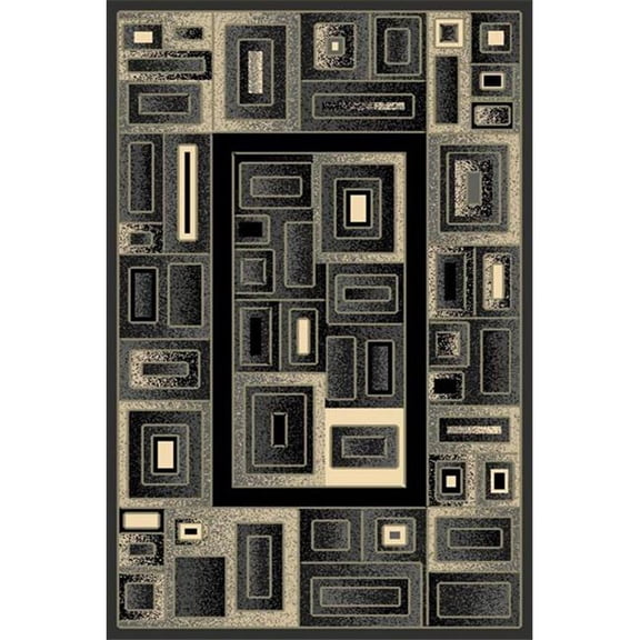 6 x 9 Gallery Machine Carved Area Rug - Grey  Black & Chocolate