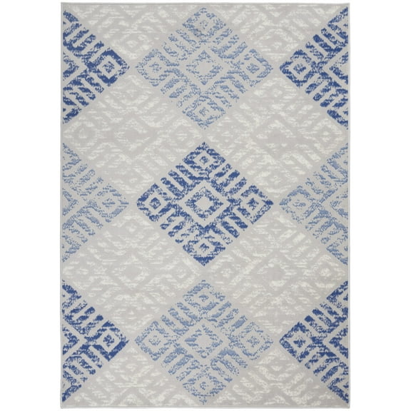 6â€™ x 9â€™ Gray and Blue Diamonds Area Rug