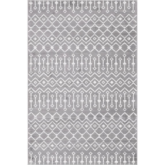 Unique Loom Moroccan Trellis Tribal Rug 6' x 9' Rectangle Dark Gray/Ivory