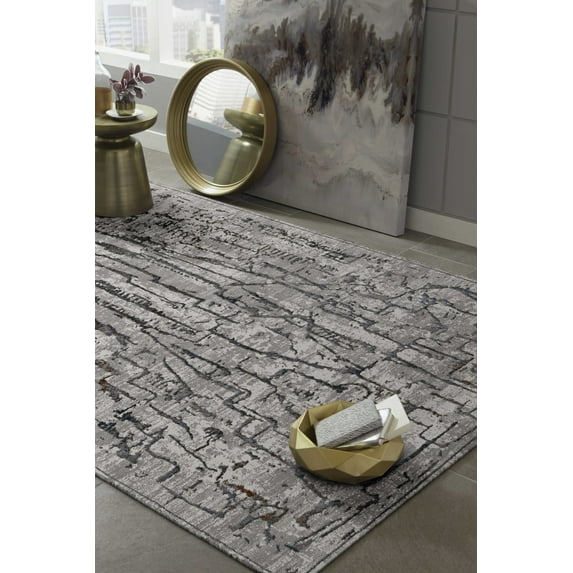6' x 9' Grey Abstract Design Indoor Area Rug