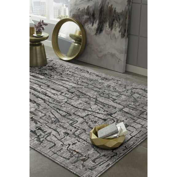 6' x 9' Grey Abstract Design Indoor Area Rug