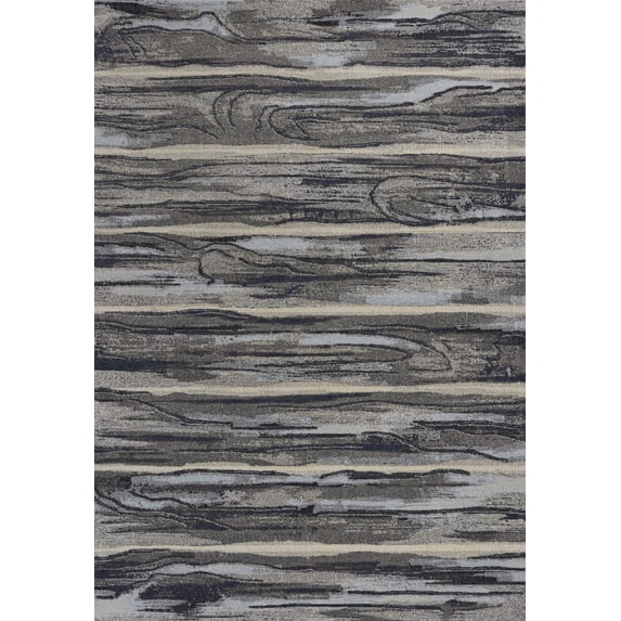 6' x 9' Grey Abstract Wood Design Indoor Area Rug