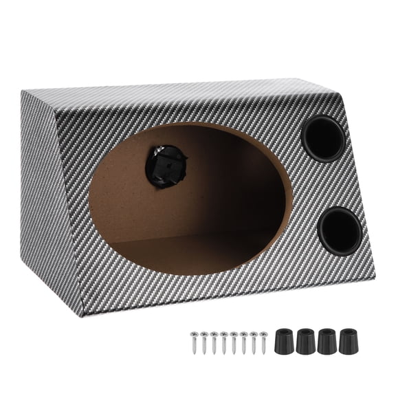 6 x 9 Inch Ported Wooden Speaker Enclosure, Black WhiteSingle Vented Subwoofer Box Car Audio Truck Speaker Box for DIY Home Vehicle Audio Custom Sound Supplies