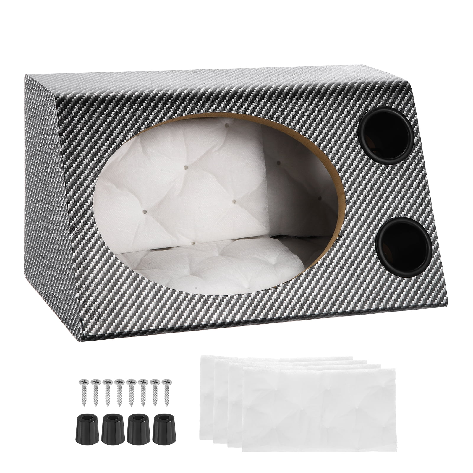 6 x 9 Inch Ported Wooden Speaker Enclosure, Black White Single Vented ...