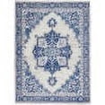 thumbnail image 1 of 6â€™ x 9â€™ Ivory and Blue Persian Medallion Area Rug, 1 of 5