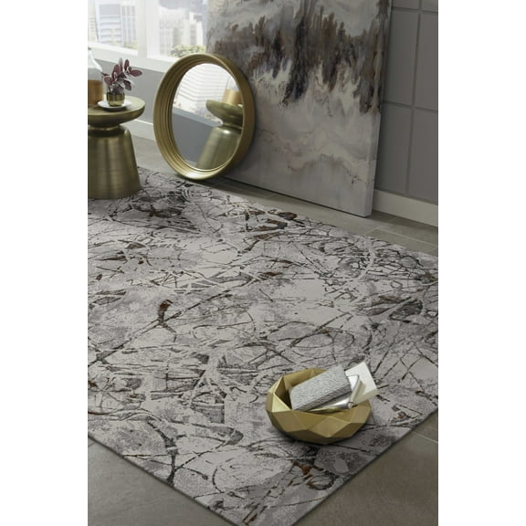 6' x 9' Ivory or Grey Abstract Design Indoor Area Rug