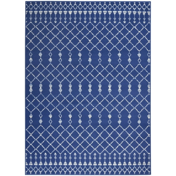 6’ x 9’ Navy Blue and Ivory Berber Pattern Area Rug