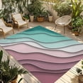 thumbnail image 1 of 6' x 9' Outdoor Rug, Green Ombre Outdoor Washable Rug Large Floor Carpet, Modern Geometric Abstract Dark Red Cream Non Shedding Area Rug for Outside Patio RV Porch Deck Balcony Camping Living Room, 1 of 9