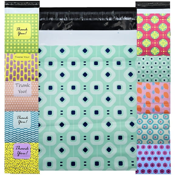 6 x 9 Poly Mailers Designer Quality 2.4Mil Thickness Shipping Plastic Envelopes Mailing Bags Self Adhesive Printed