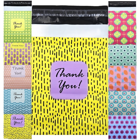 6 x 9 Poly Mailers Designer Quality 2.4Mil Thickness Shipping Plastic Envelopes Mailing Bags Self Adhesive Printed