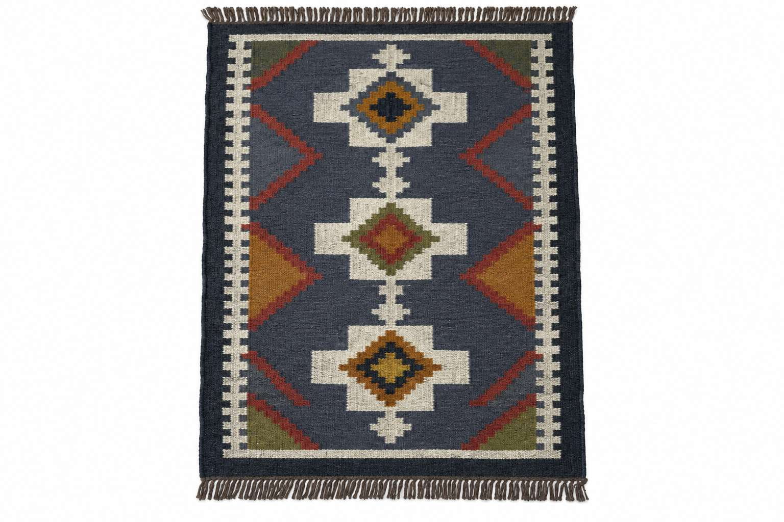 6' x 9' Wool and Jute Kilim Area Rug, Artisan Tribal Design, Bohemian ...