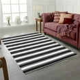 thumbnail image 1 of 6 x 9 ft. Black & White Striped Indoor & Outdoor Reversible Plastic Rectangle Area Rug, 1 of 1
