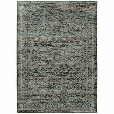 6 x 9 ft. Blue & Purple Oriental Power Loom Stain Resistant Rectangle Area Rug