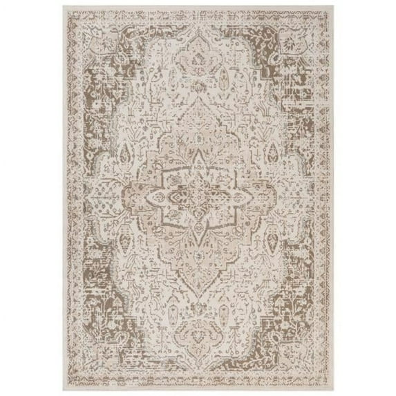 6 x 9 ft. Cream Medallion Power Loom Rectangle Area Rug