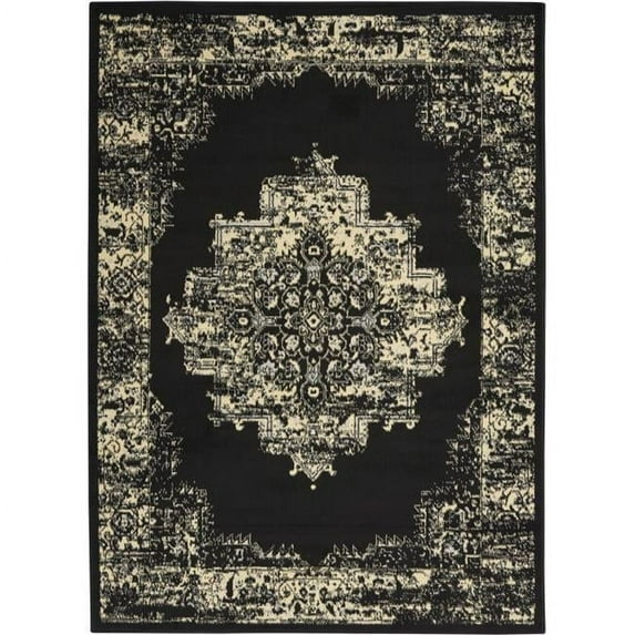 6 x 9 ft. Damask Power Loom Rectangle Area Rug - Cream