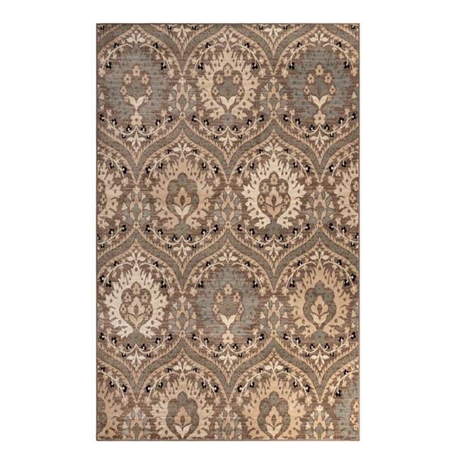 6' x 9' Light Blue and Beige Floral Synthetic Area Rug