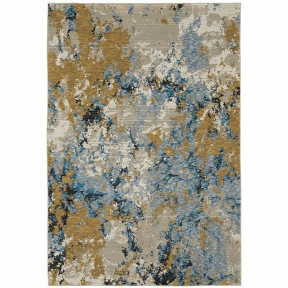 6 x 9 ft. Gold Gray & Ivory Abstract Power Loom Stain Resistant Rectangle Area Rug - Gold Gray and Ivory - 6 x 9 ft.