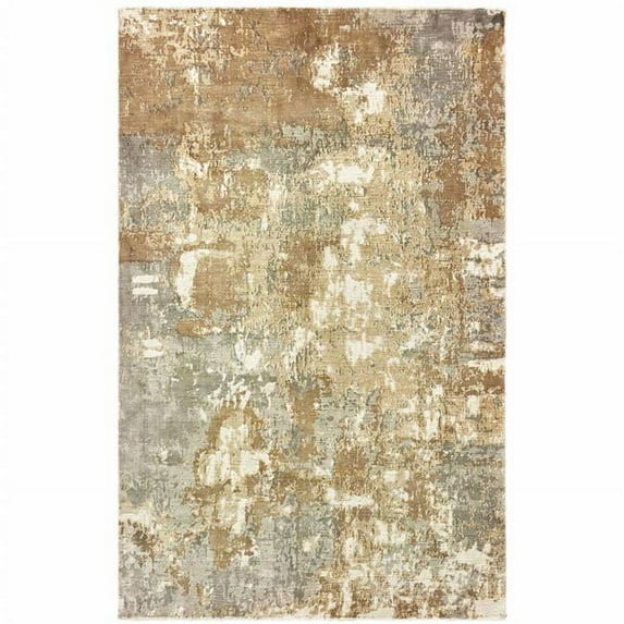 6 x 9 ft. Gray & Brown Abstract Hand Loomed Stain Resistant Rectangle Area Rug - Gray and Brown - 6 x 9 ft.