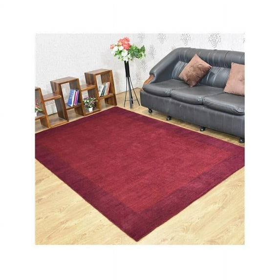 6 x 9 ft. Hand Knotted Gabbeh Silk Mix Contemporary Rectangle Area Rug, Red