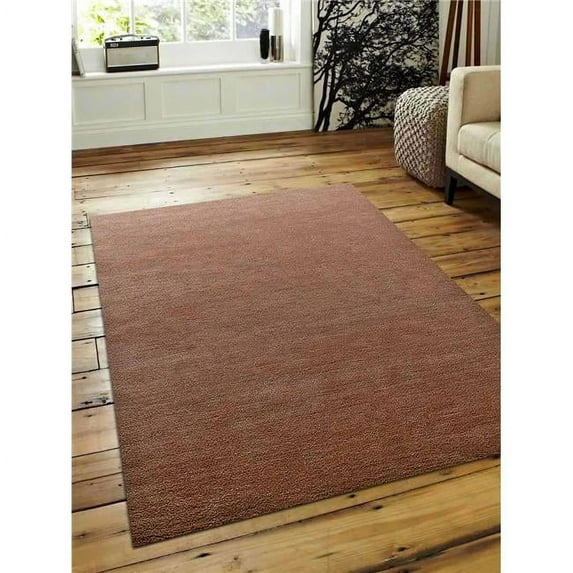 6 x 9 ft. Hand Knotted Gabbeh Wool Solid Rectangle Area Rug, Light Brown