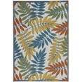 thumbnail image 1 of 6 x 9 ft. Ivory & Multi Colored Leaves Indoor & Outdoor Runner Rug, 1 of 1